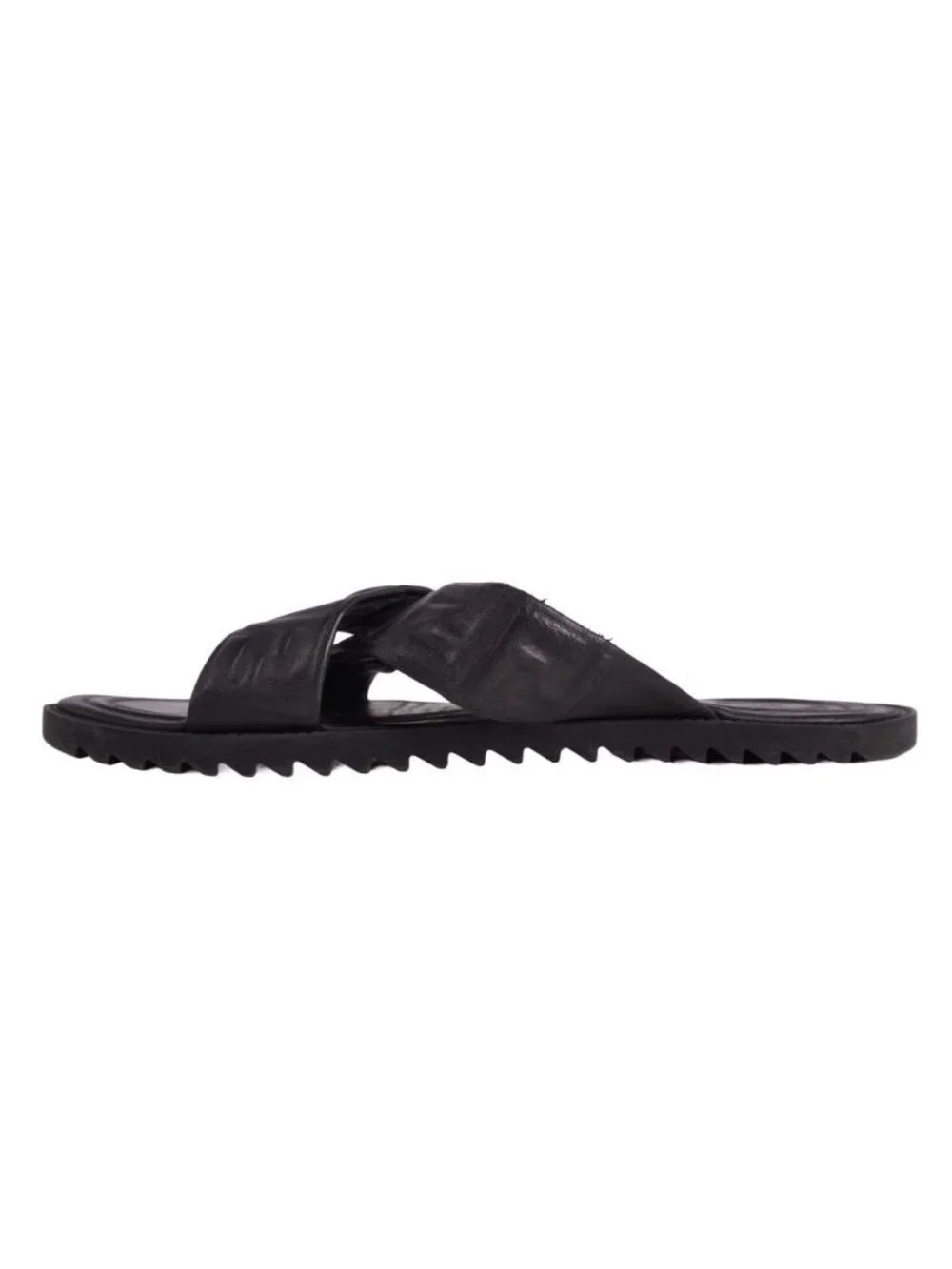 Fendi Sandals FF Logo Zucchini Slide Leather